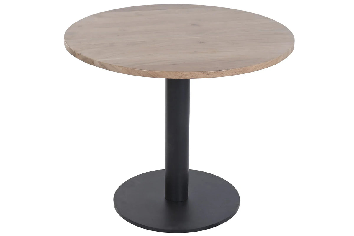 MESA REDONDA COMEDOR ACACIA METAL 90X90X76