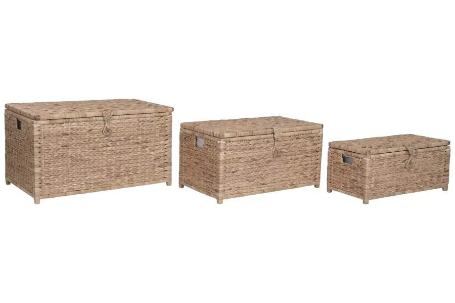 BAUL SET 3 JACINTO DE AGUA MADERA 79X48X46 NATURAL
