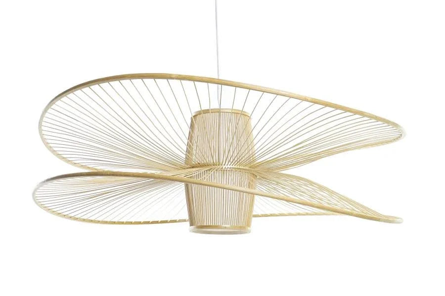 LAMPARA TECHO BAMBU POLIESTER 100X100X32 NATURAL