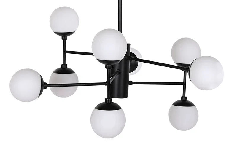 LAMPARA TECHO CRISTAL METAL 80X80X60 9 BOLAS NEGRO