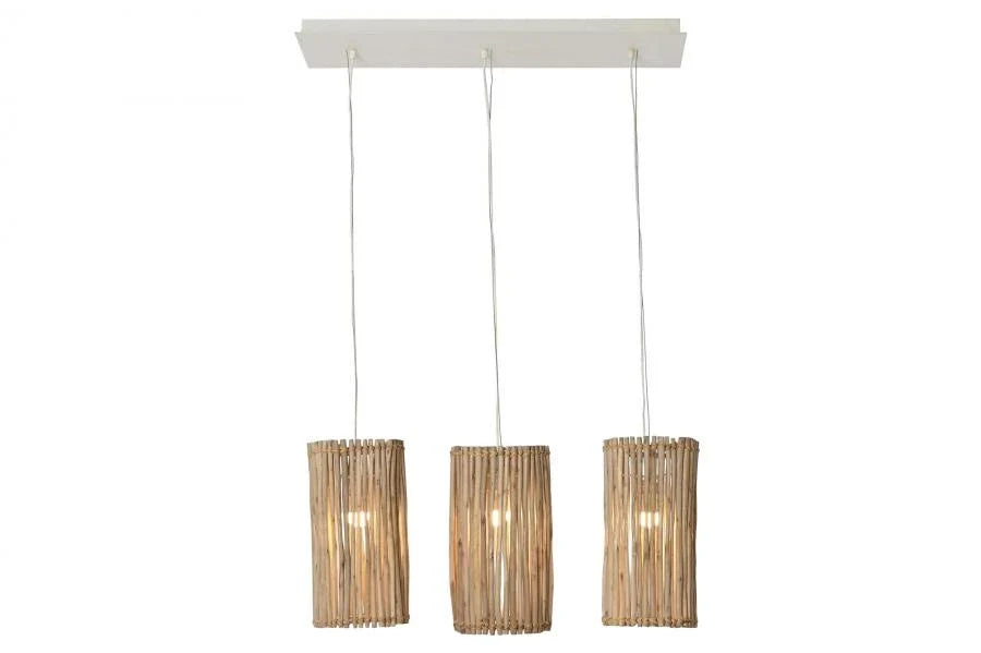 LAMPARA TECHO EUCALIPTO 20X20X40 TRONCOS BLANCO