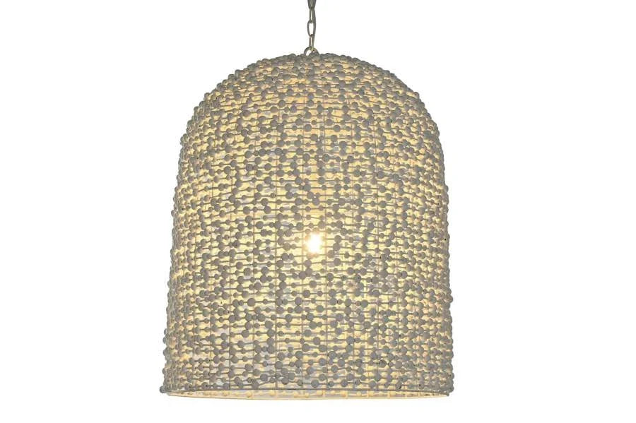 LAMPARA TECHO HIERRO MADERA 58X58X71 BLANCO