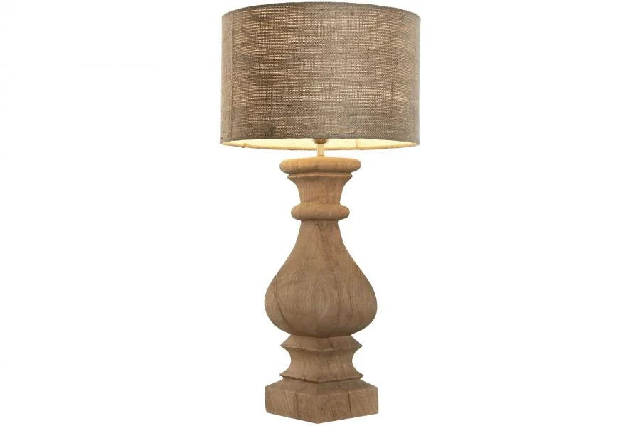 LAMPARA SOBREMESA MADERA YUTE 41X41X82 TALLADA