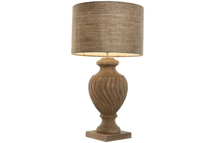 LAMPARA SOBREMESA MADERA YUTE 47X47X87 TALLADA