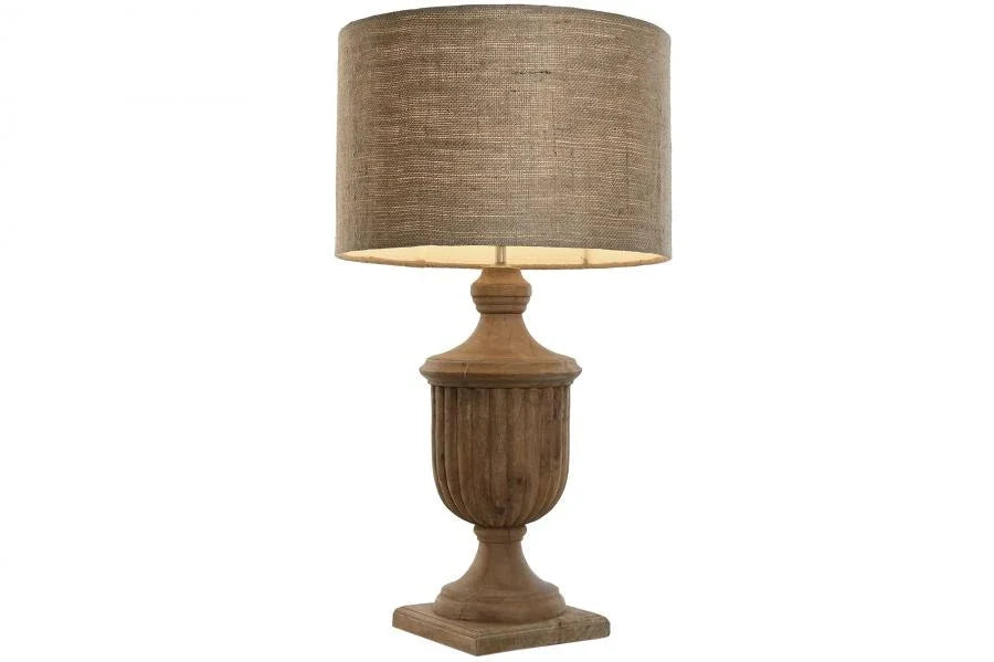LAMPARA SOBREMESA MADERA YUTE 47X47X86 TALLADA