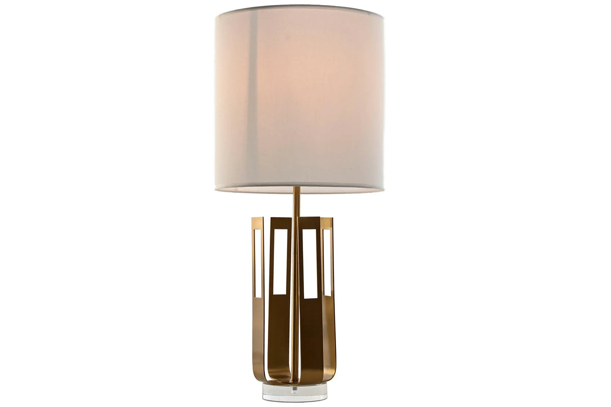LAMPARA SOBREMESA HIERRO ACRILICO 35X35X78 DORADO