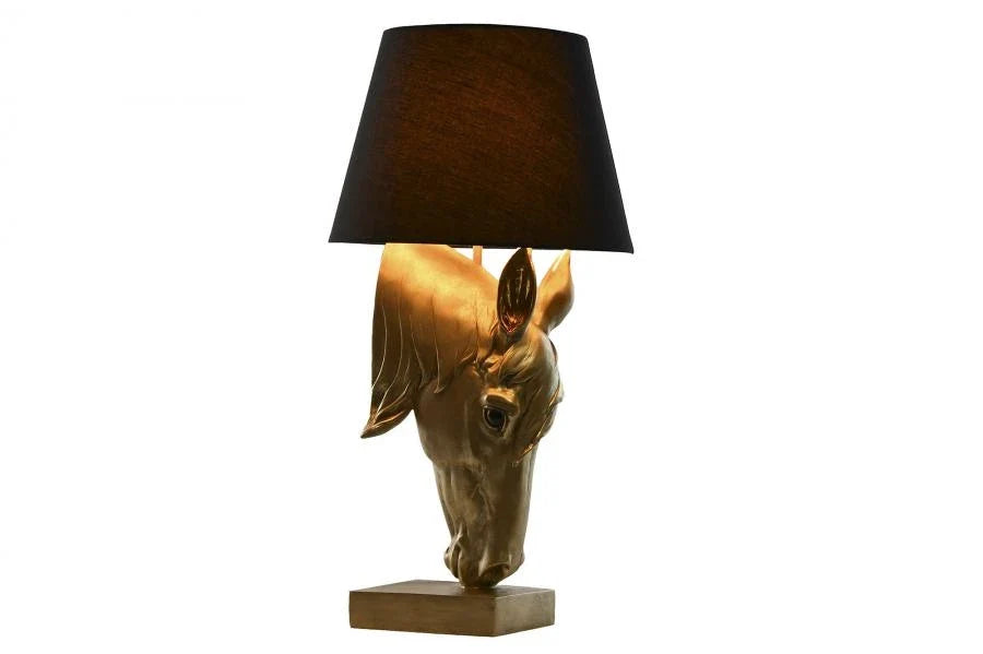 LAMPARA SOBREMESA RESINA 30X30X59 CABALLO DORADO