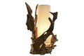 LAMPARA SOBREMESA TECA HIERRO 30X55X80