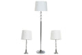 LAMPARA PIE SET 3 CRISTAL 35X35X150 CON 2 DE SOBRE