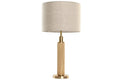 LAMPARA SOBREMESA LATON MARMOL 36X36X50 BEIGE