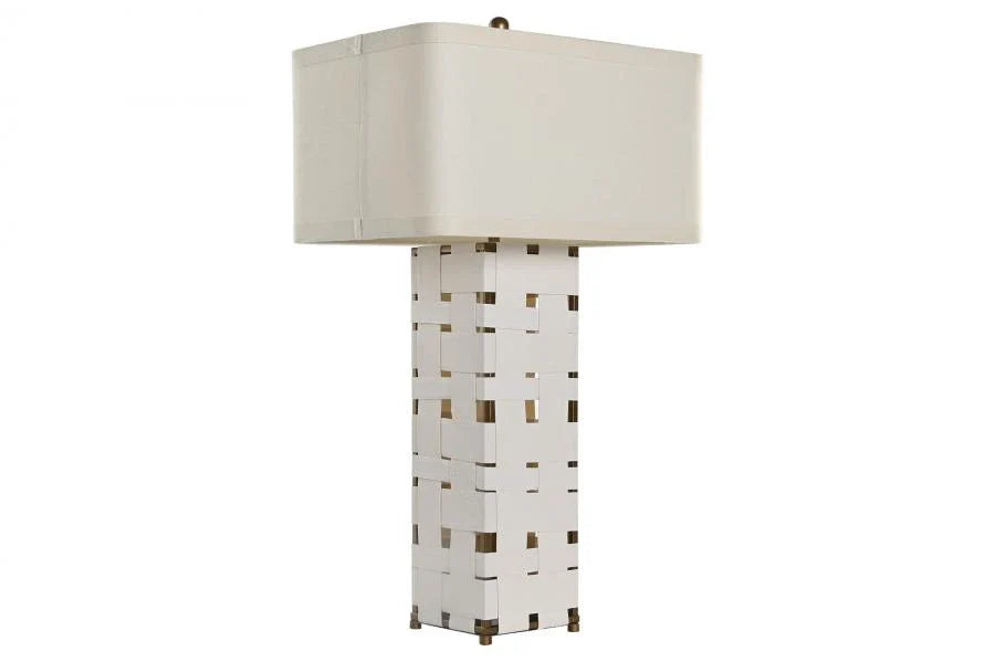 LAMPARA SOBREMESA CUERO LINO 48X33X83 TRENZADO