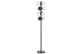 LAMPARA PIE METAL CRISTAL 28X28X155 BOLAS NEGRO