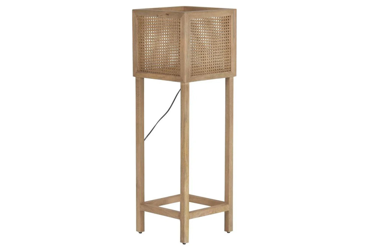 LAMPARA PIE MANGO FIBRA 32X32X100 NATURAL MARRON