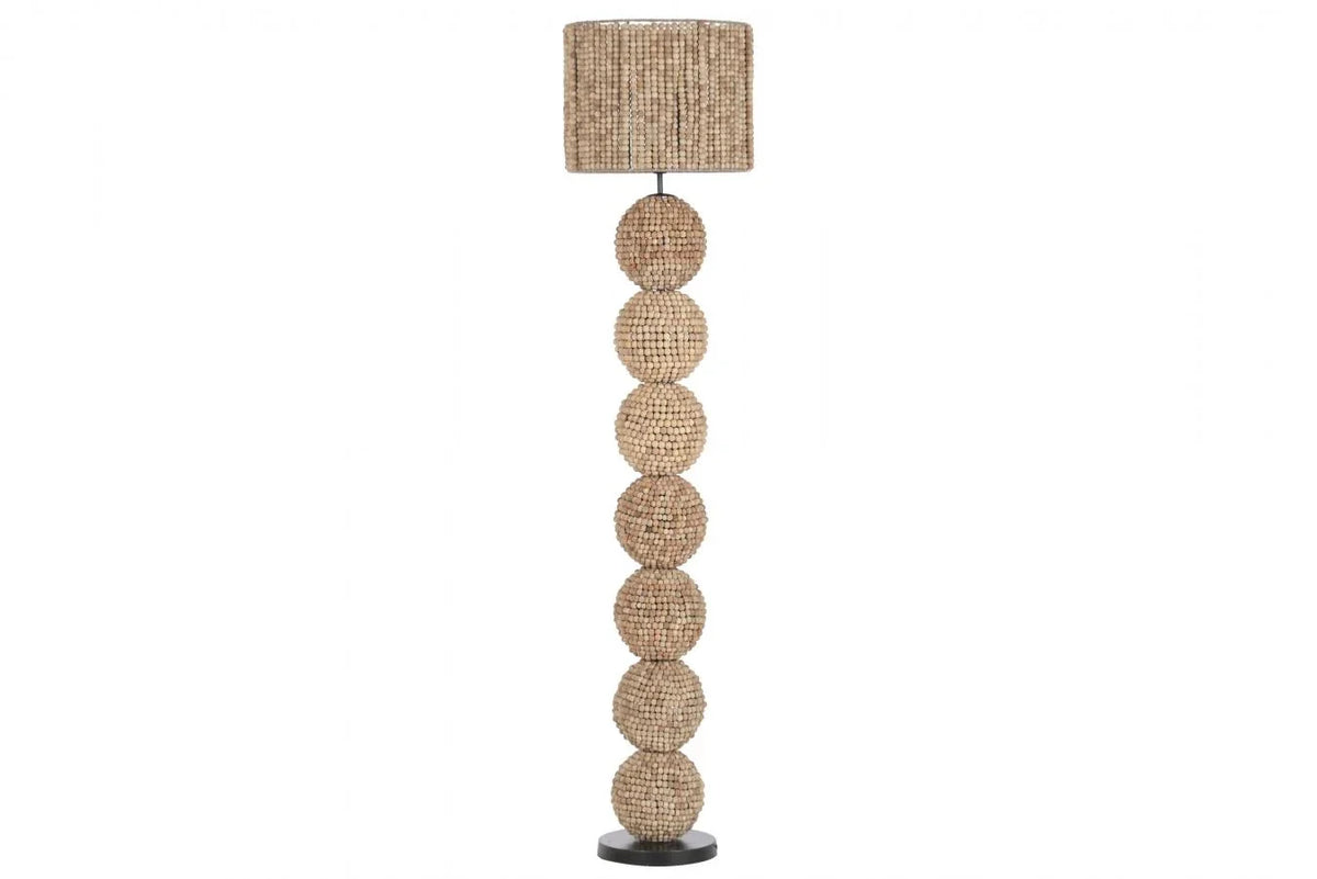 LAMPARA PIE MADERA METAL 38X38X173 MARRON
