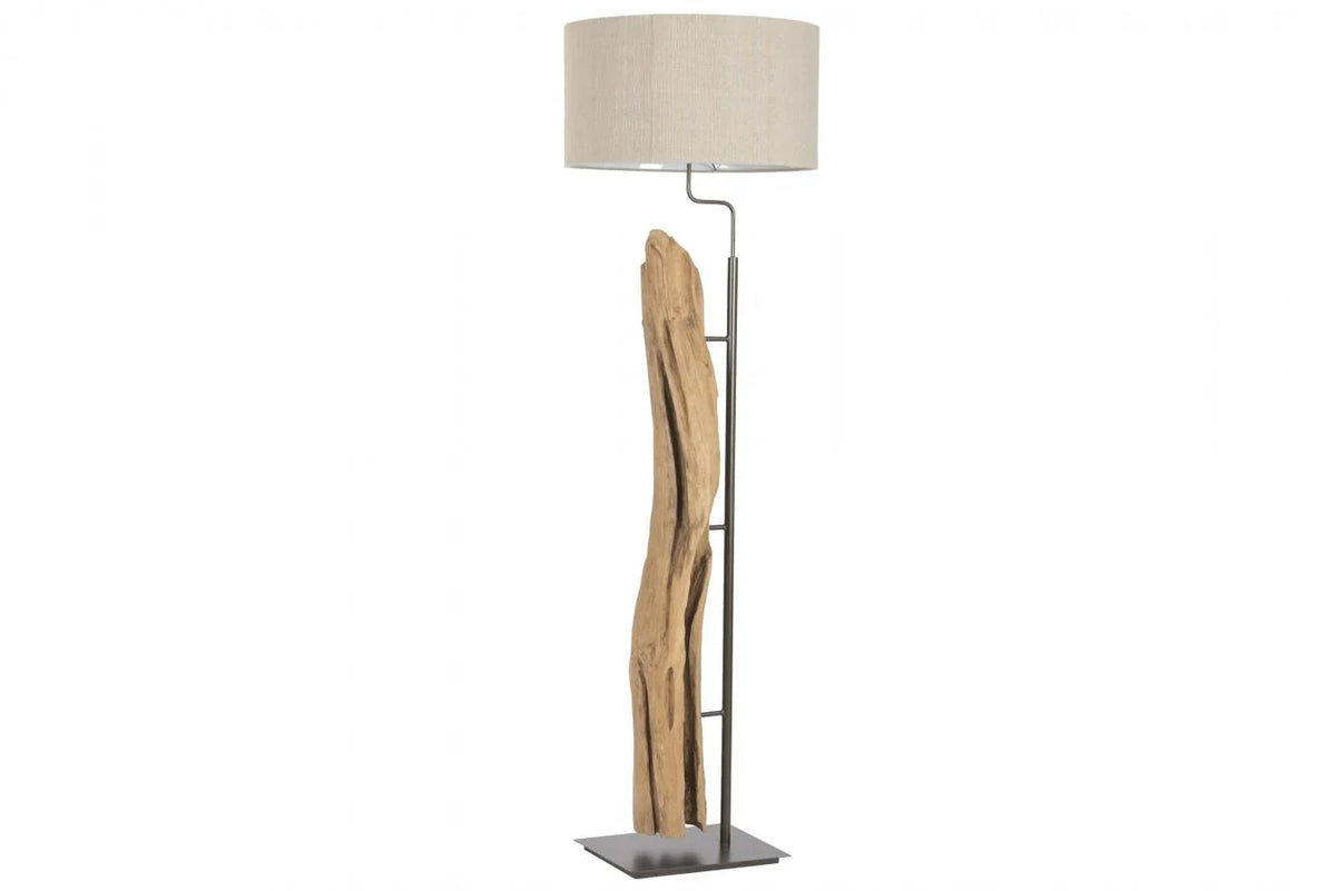 LAMPARA PIE TECA HIERRO 55X55X185 HECHO A MANO