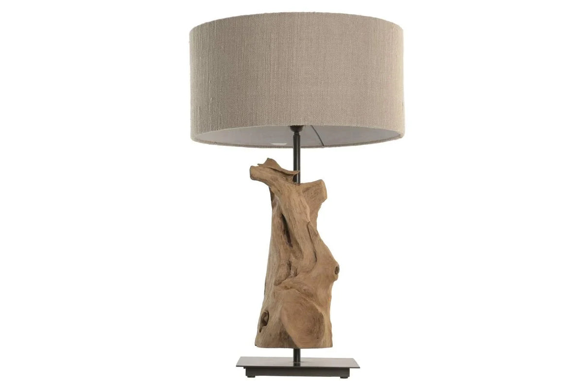 LAMPARA SOBREMESA TECA HIERRO 45X45X72