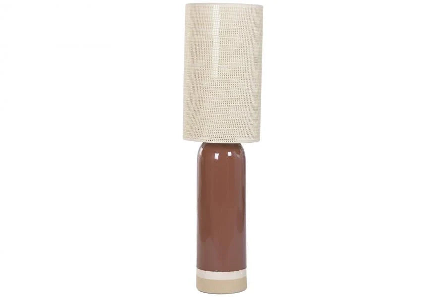LAMPARA PIE CERAMICA FIBRA 30X30X112 BICOLOR