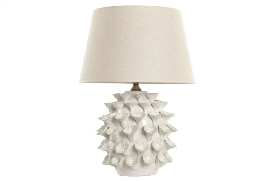 LAMPARA SOBREMESA PORCELANA LINO 40X40X56 BLANCO