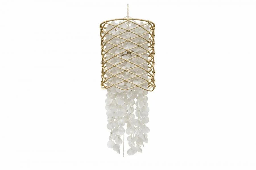 LAMPARA TECHO RATAN CONCHAS 30X30X75
