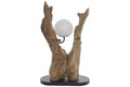 LAMPARA SOBREMESA TECA RECICLADA METAL 40X23X67