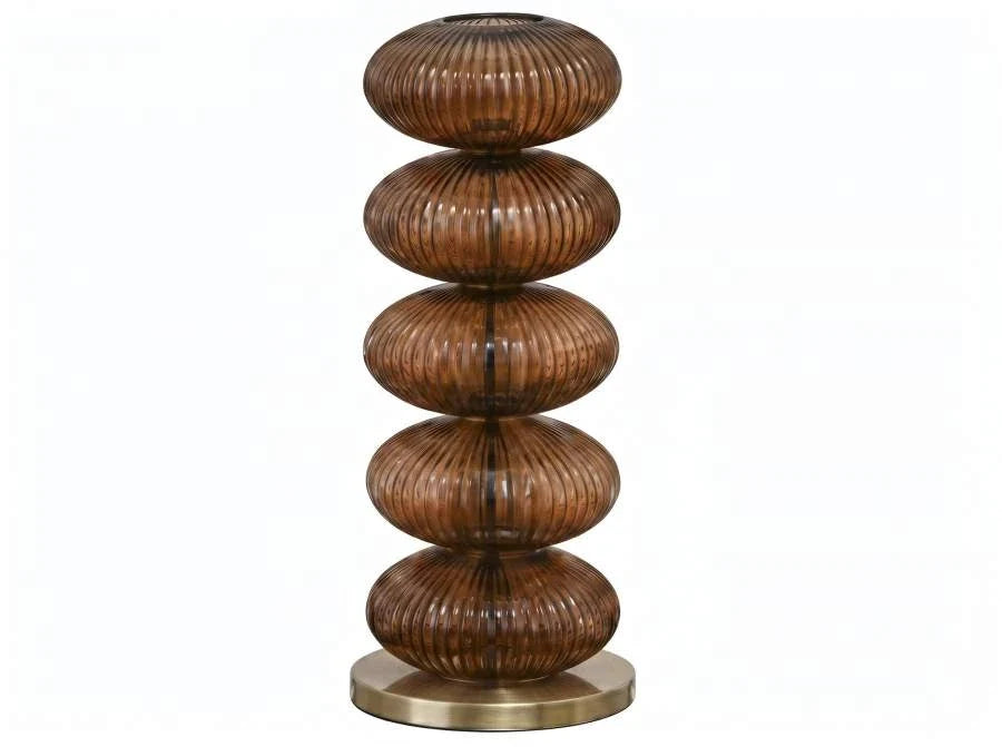 LAMPARA PIE CRISTAL METAL 28X28X78 AMBAR