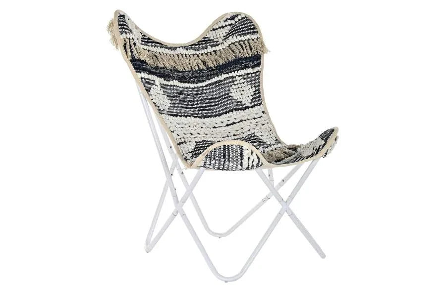 SILLON ALGODON HIERRO 74X65X90 MARIPOSA BLANCO