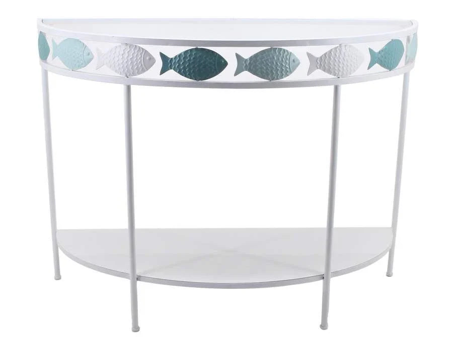 CONSOLA METAL CRISTAL 100X37X76 PECES BLANCO