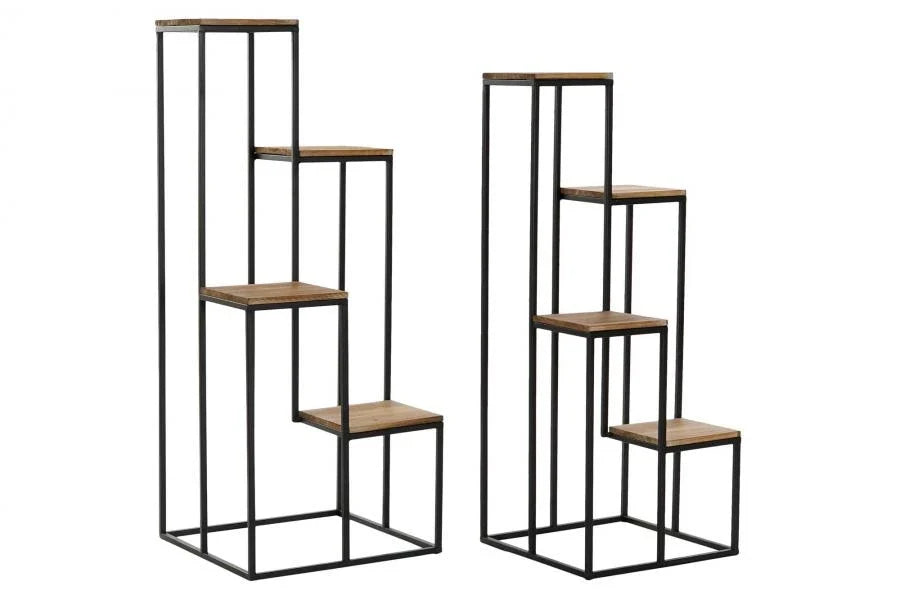 REPISA SET 2 METAL ABETO 40X40X100 MACETAS NEGRO