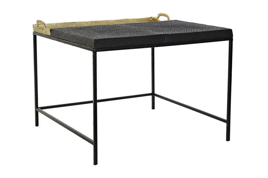 MESA CENTRO ACERO ALUMINIO 61X61X49 BANDEJA DORADO