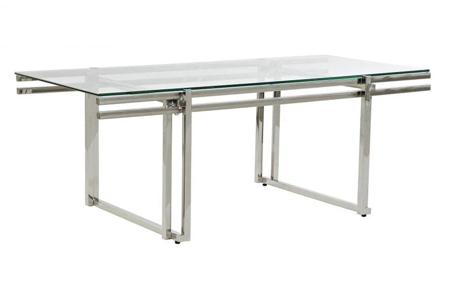 MESA CENTRO INOX CRISTAL 120X60X45 PLATEADO