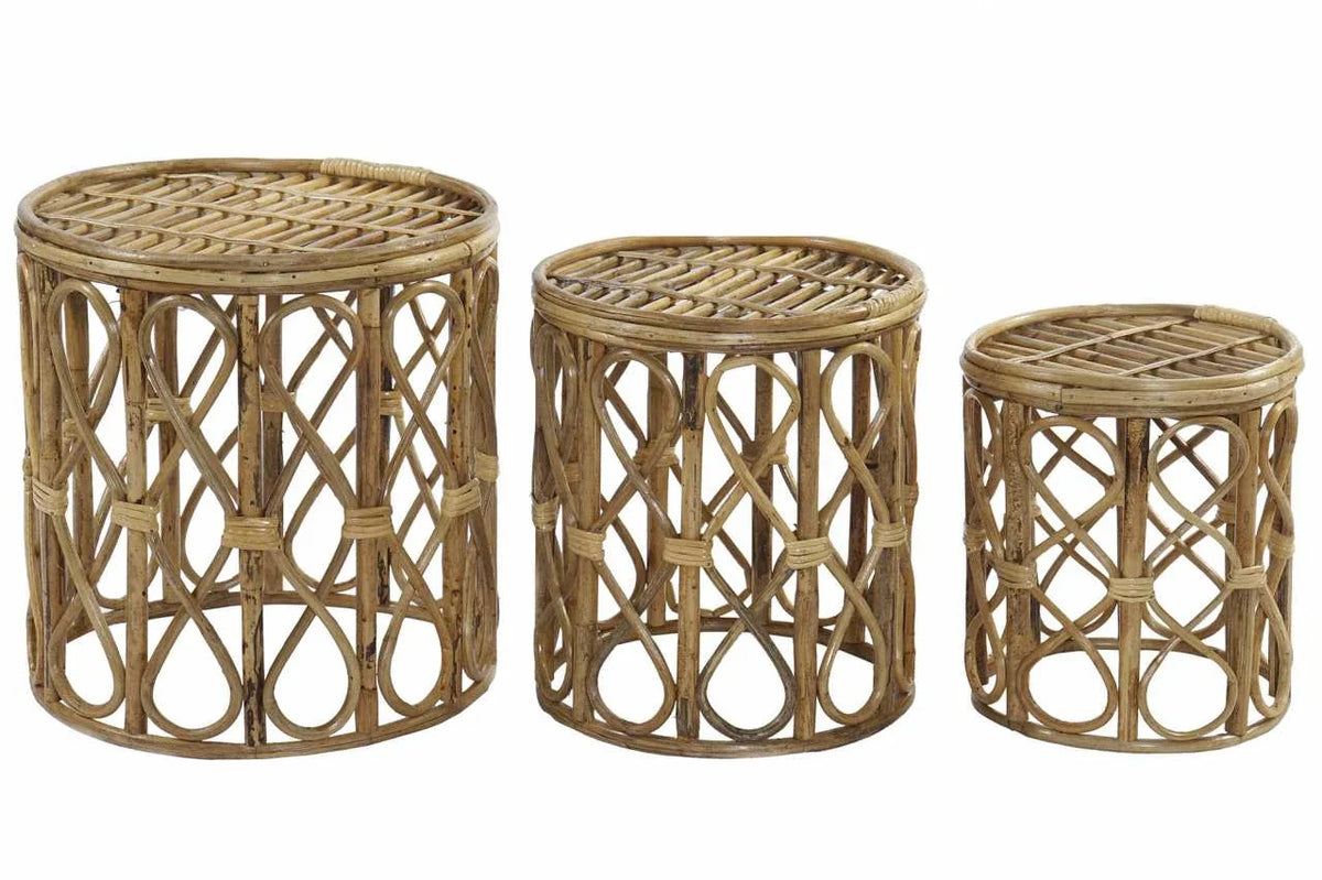 MESITA AUXILIAR SET 3 MIMBRE 38X38X43,4 NATURAL
