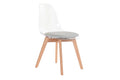 SILLA POLICARBONATO MADERA 54X47X81 TAPIZADO GRIS