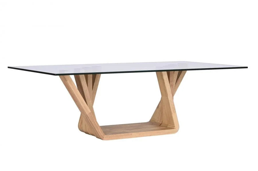 MESA CENTRO NOGAL CRISTAL 130X70X42 10 MM, NATURAL