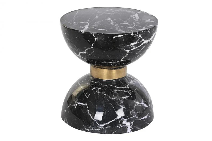 MESITA AUXILIAR HIERRO 33X33X35 SIMIL MARMOL NEGRO