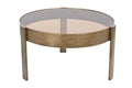 MESA CENTRO METAL CRISTAL 75X75X42 DORADO