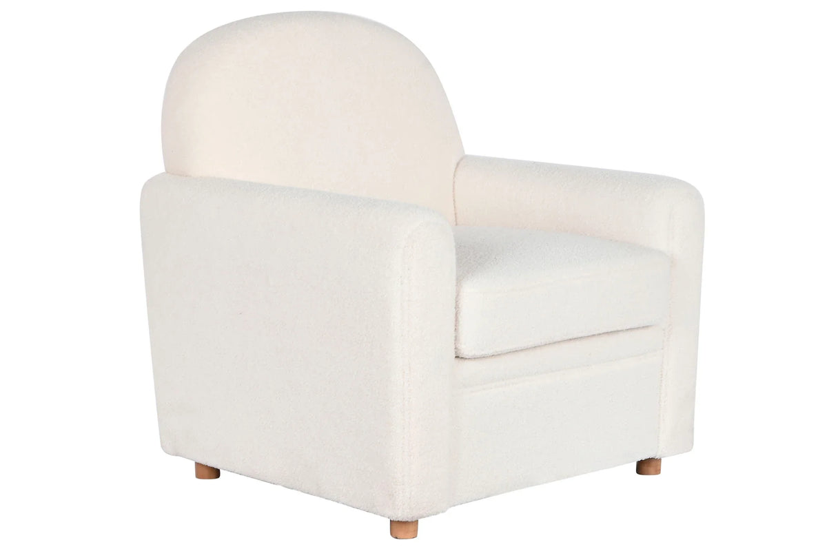 BUTACA POLIESTER MADERA 79X72X86 BORREGUITO BLANCO