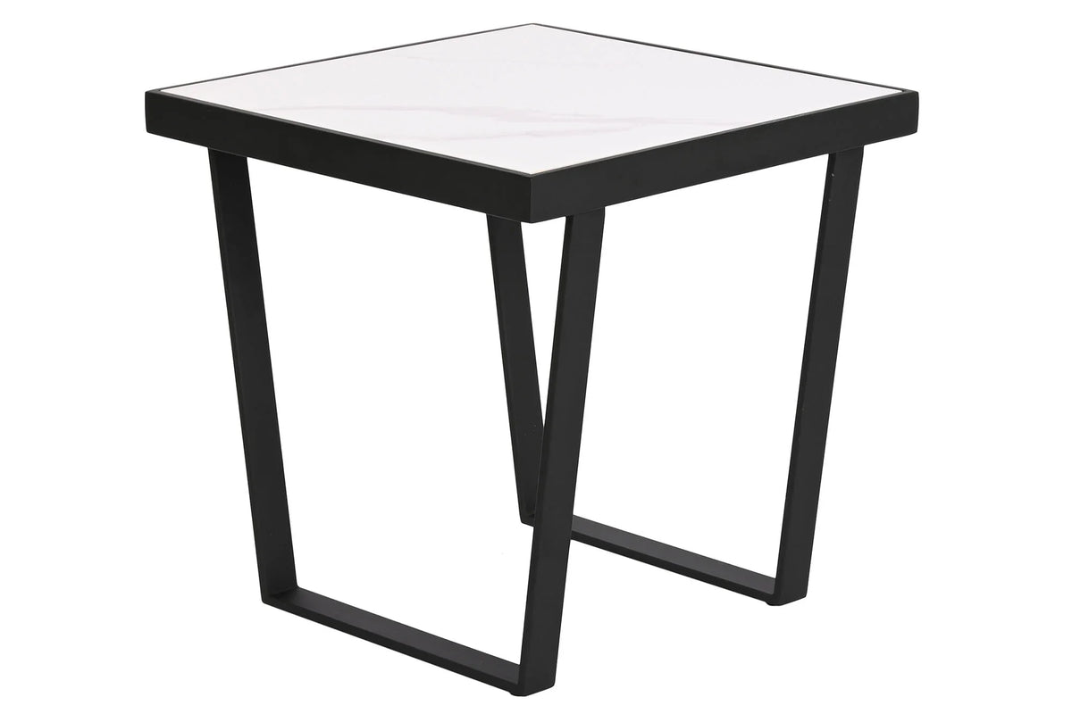 MESITA AUXILIAR METAL CERAMICA 50X50X50 BLANCO
