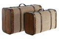 BAUL SET 2 MADERA POLIESTER 60X37X24 BORREGUITO