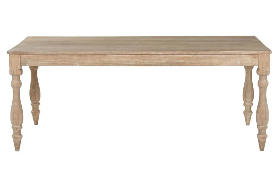 MESA COMEDOR TECA 195X97X77 TORNEADA DECAPE BLANCO