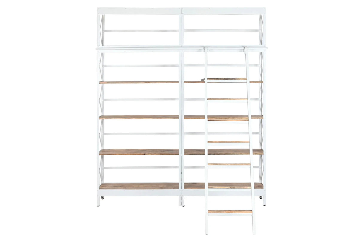 ESTANTERIA METAL MANGO 180X35X220 ESCALERA BLANCO