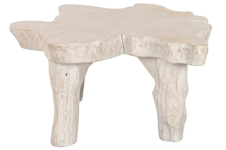 MESA CENTRO RAIZ DE TECA 88X88X46 DECAPE BLANCO