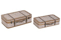 BAUL SET 2 MADERA POLIESTER 62X36X18 MULTICOLOR