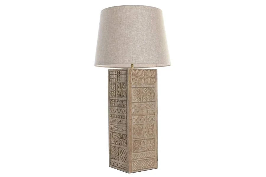 LAMPARA SOBREMESA MANGO LINO 20X20X64 TALLADO