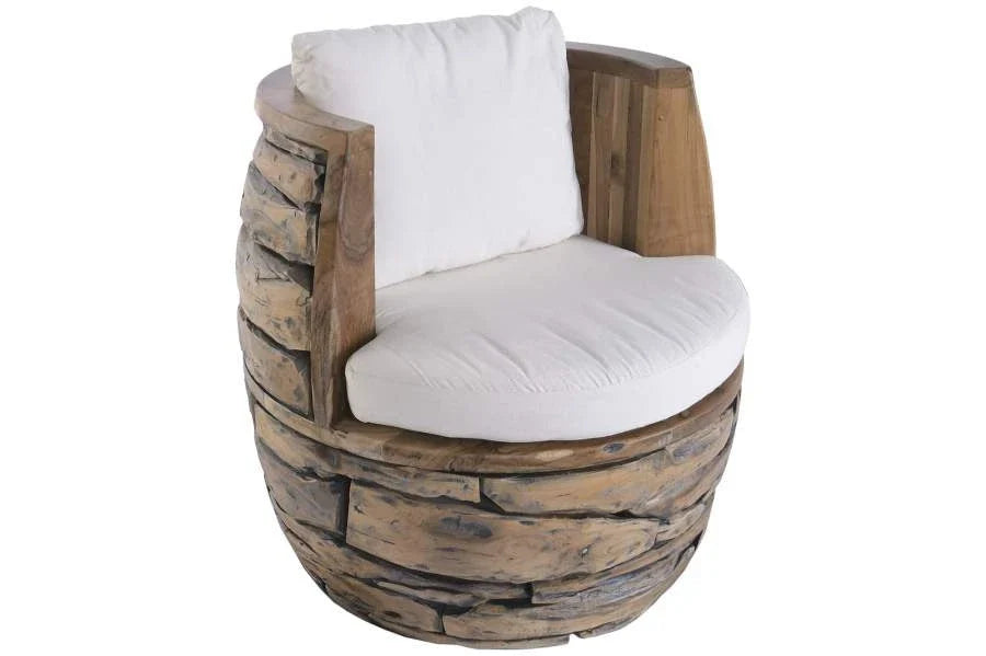 SILLON RAIZ DE TECA RECICLADA ALGODON 75X75X75