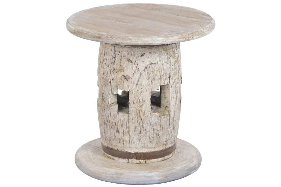 MESITA AUXILIAR MADERA TECA 40X40X40 EJE RUEDA
