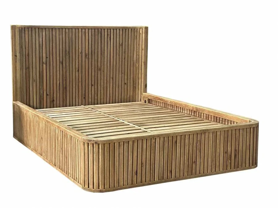 CAMA MADERA RECICLADA PINO 195X215X120