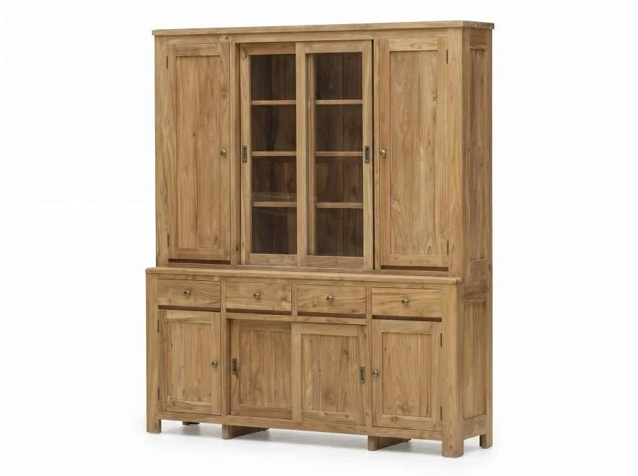 VITRINA TECA RECICLADA CRISTAL 215X50X220