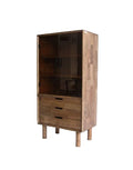 VITRINA MADERA DE CAUCHO CRISTAL 70X40X140 MARRON