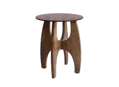 MESITA AUXILIAR MADERA DE CAUCHO CRISTAL 45X45X55
