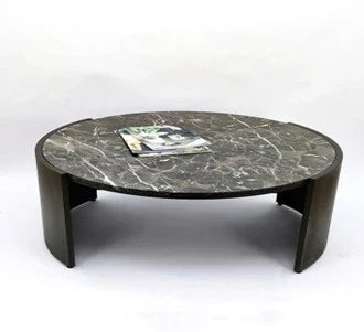 MESA CENTRO METAL MARMOL 84X80X42 MARRON